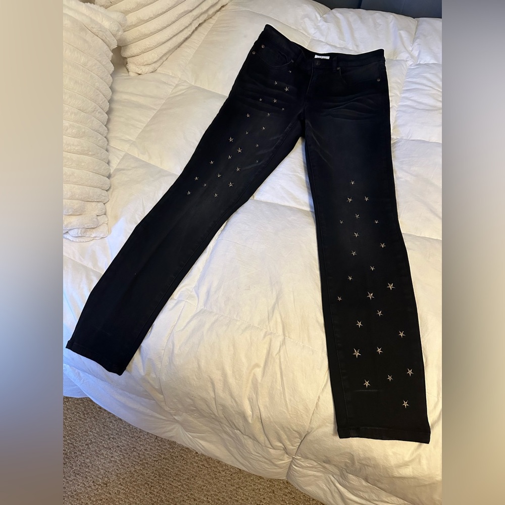 Black Jeans with Star Embellishments size 8 new